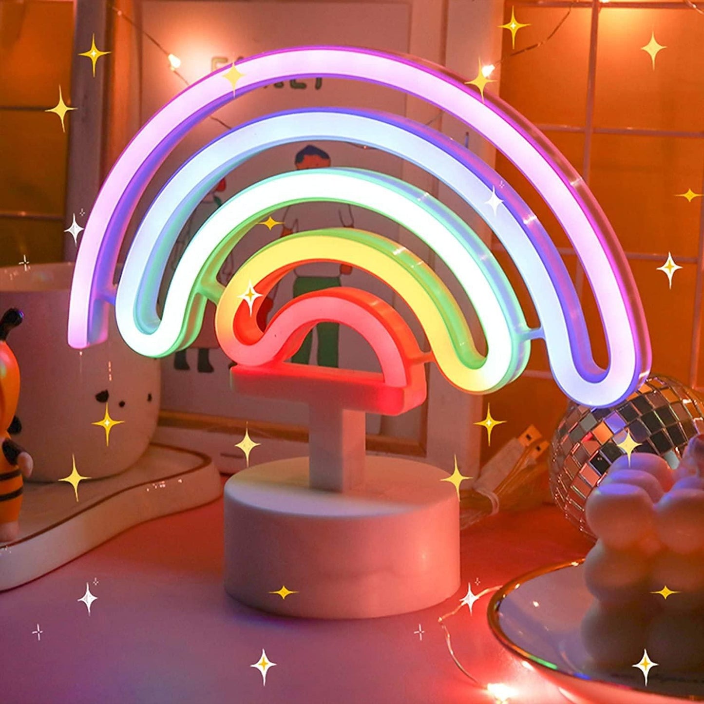 Rainbow Neon Night Table Bedside LED Lamp for Bedroom