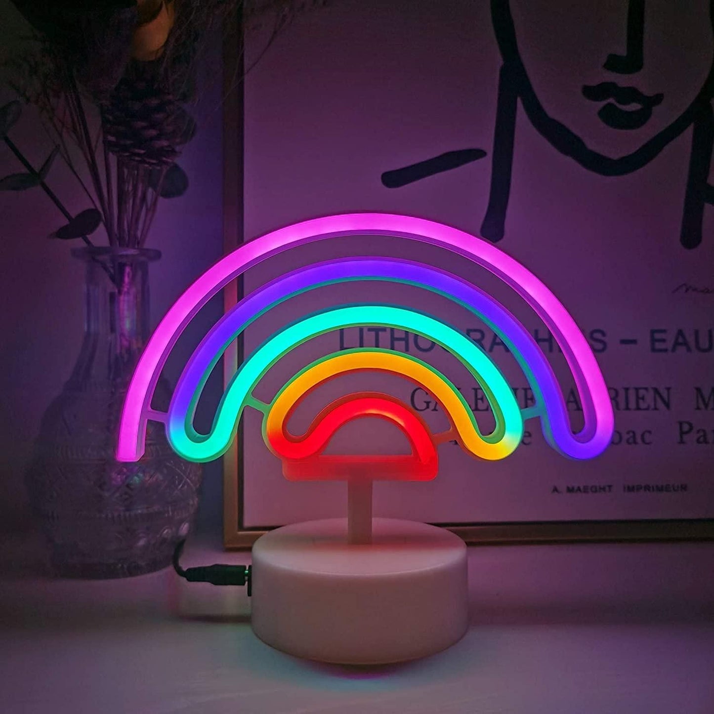 Rainbow Neon Night Table Bedside LED Lamp for Bedroom